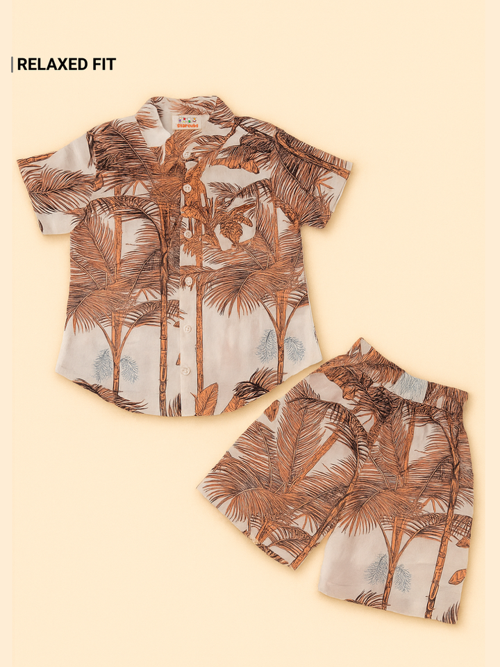 Boys' White & Orange Palm Tree Co-Ord Set