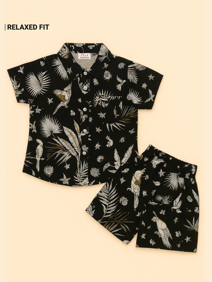 Boys' Black Tropical Co-Ord Set