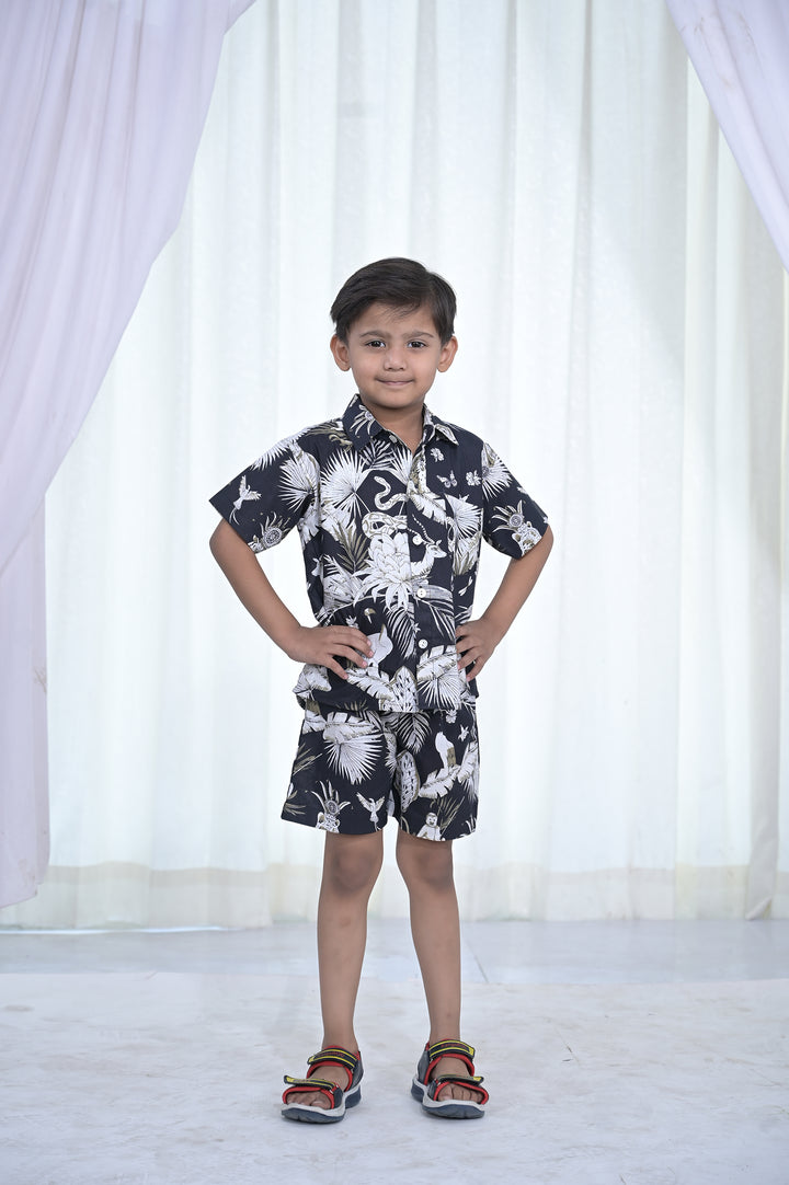 Boys' Black Tropical Co-Ord Set