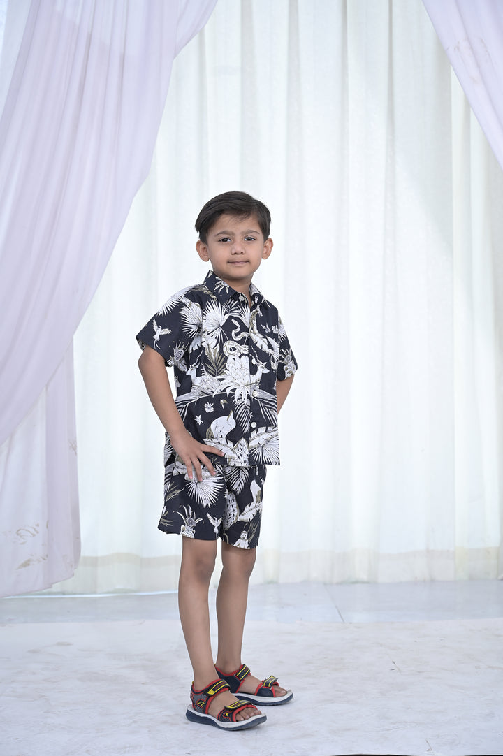 Boys' Black Tropical Co-Ord Set
