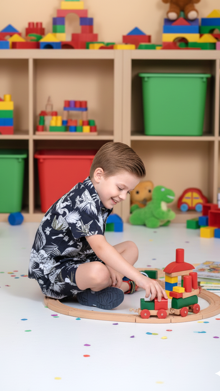 Boys' Black Tropical Co-Ord Set