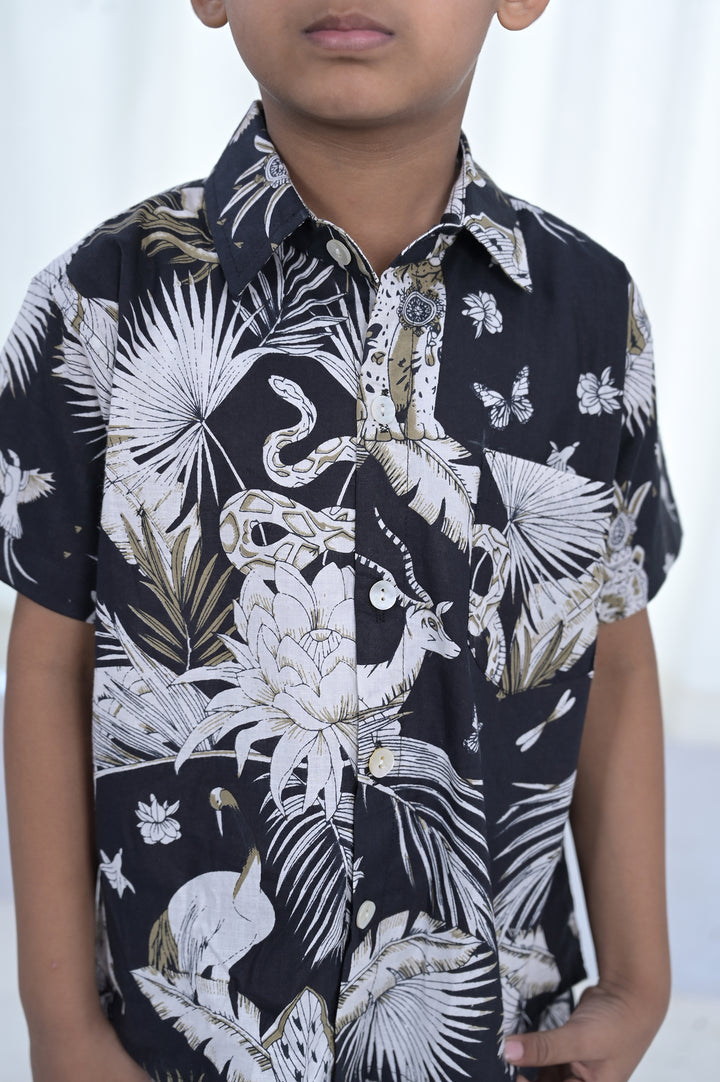 Boys' Black Tropical Co-Ord Set