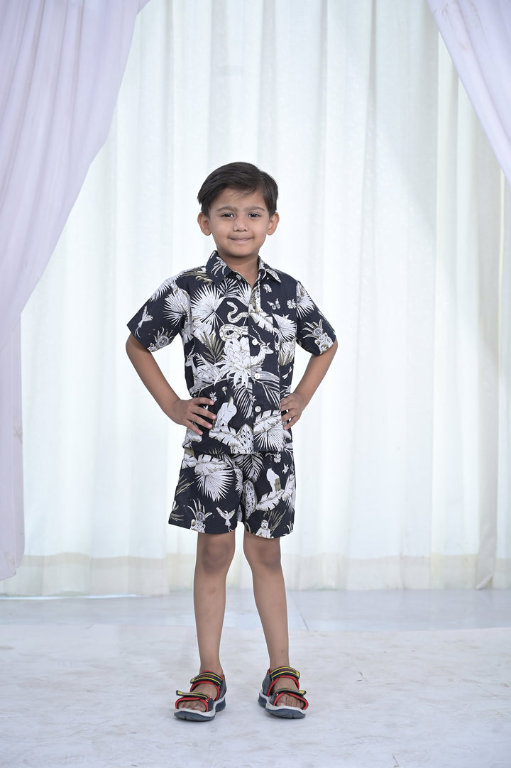Boys' Black Tropical Co-Ord Set