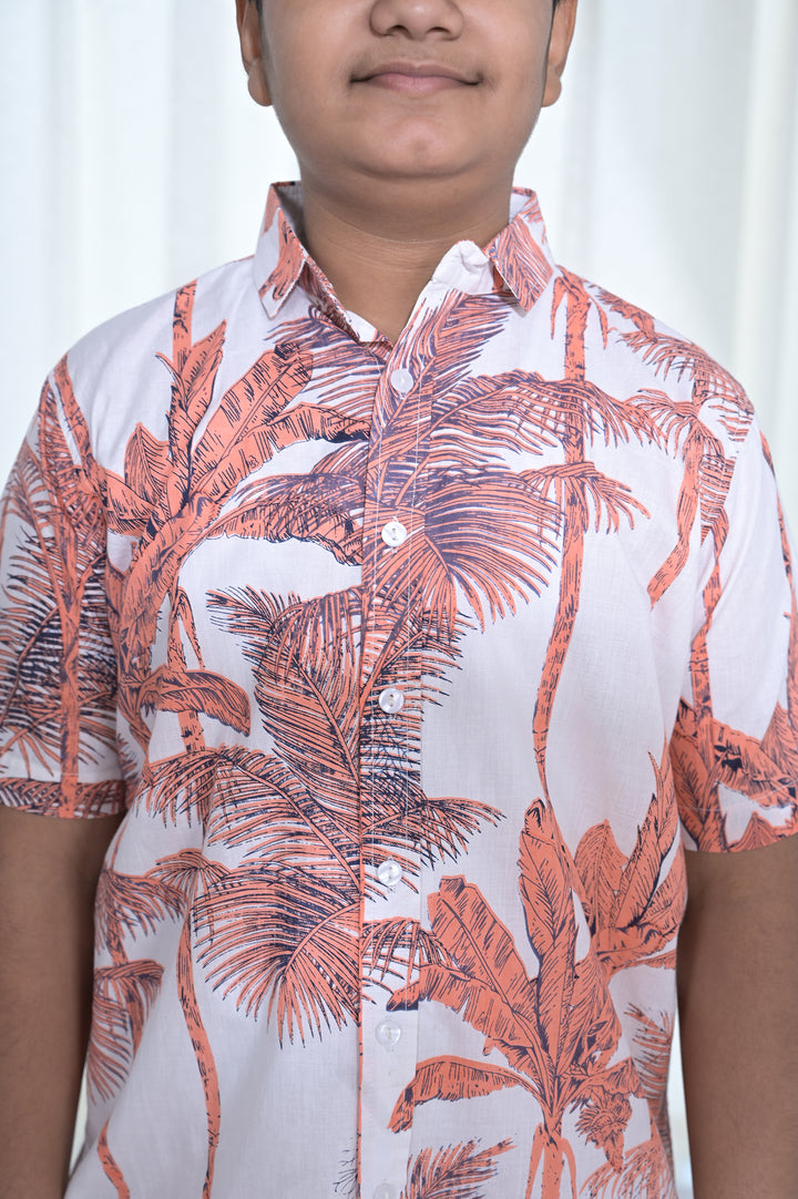 Boys' White & Orange Palm Tree Co-Ord Set