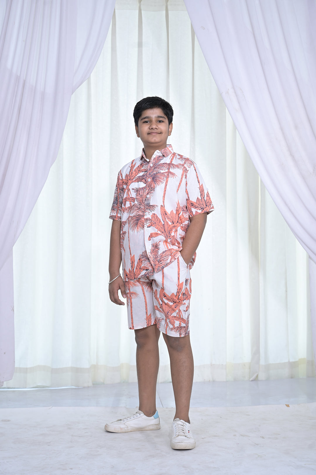 Boys' White & Orange Palm Tree Co-Ord Set