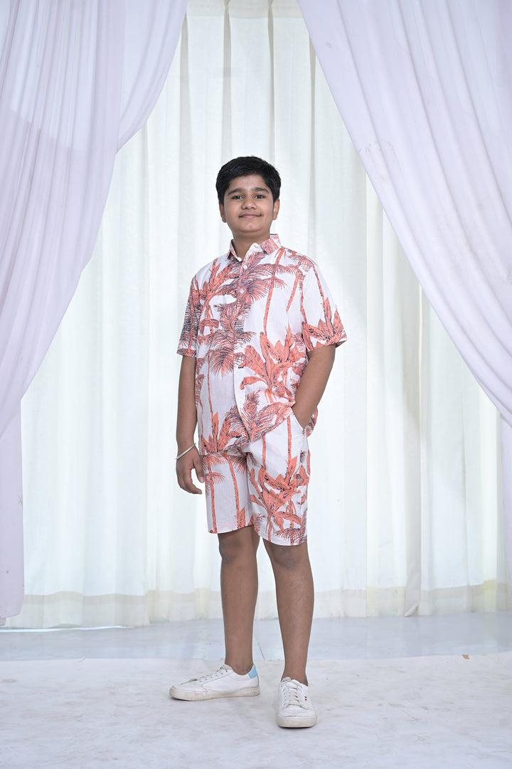 Boys' White & Orange Palm Tree Co-Ord Set