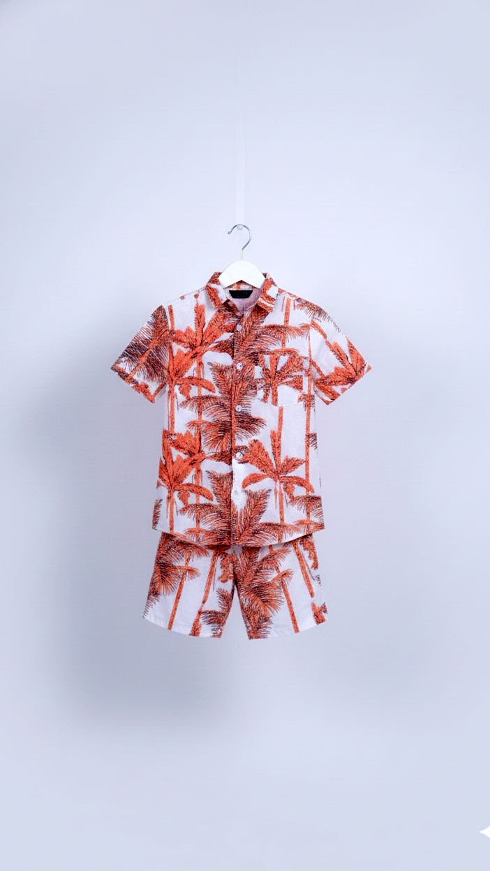 Boys' White & Orange Palm Tree Co-Ord Set