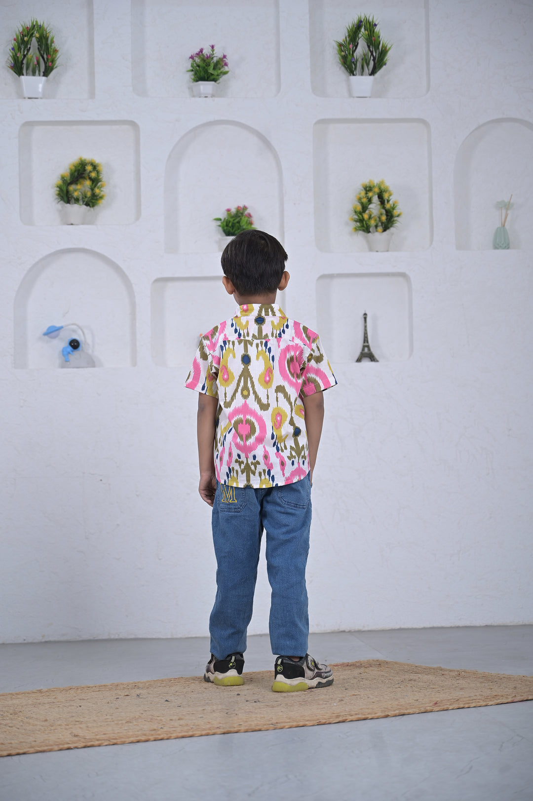 Boys Multicolor Ikat Print Cotton Shirt