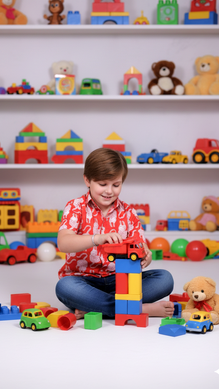 Boys Red Cat Print Cotton Shirt