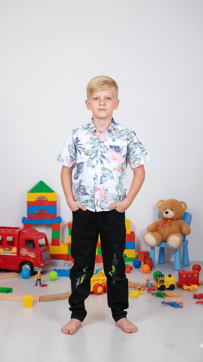 Vibrant Ikat Print Boy Shirt