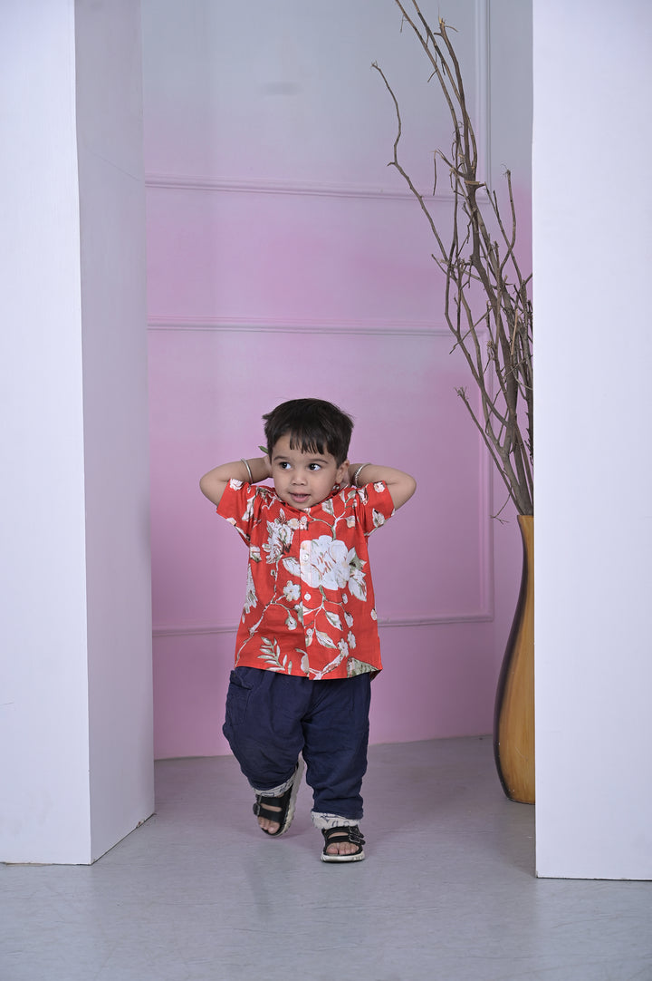 Tropical Orange Palm Boy Shirt