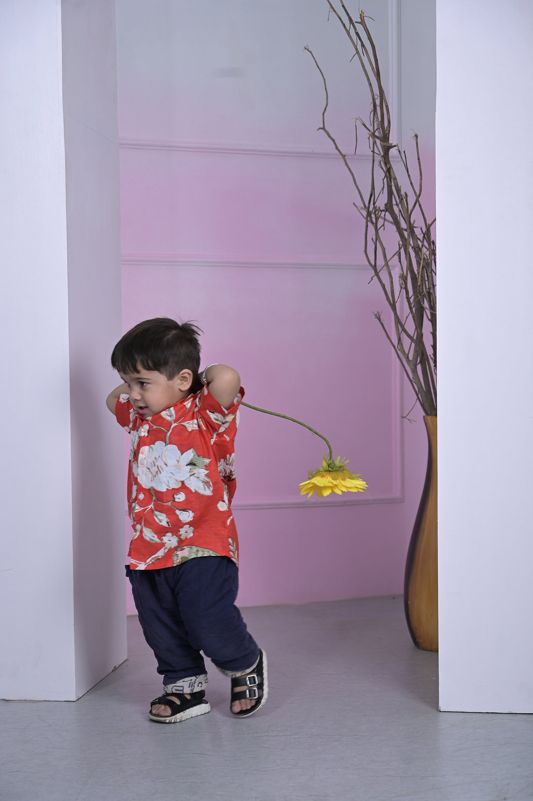 Tropical Orange Palm Boy Shirt