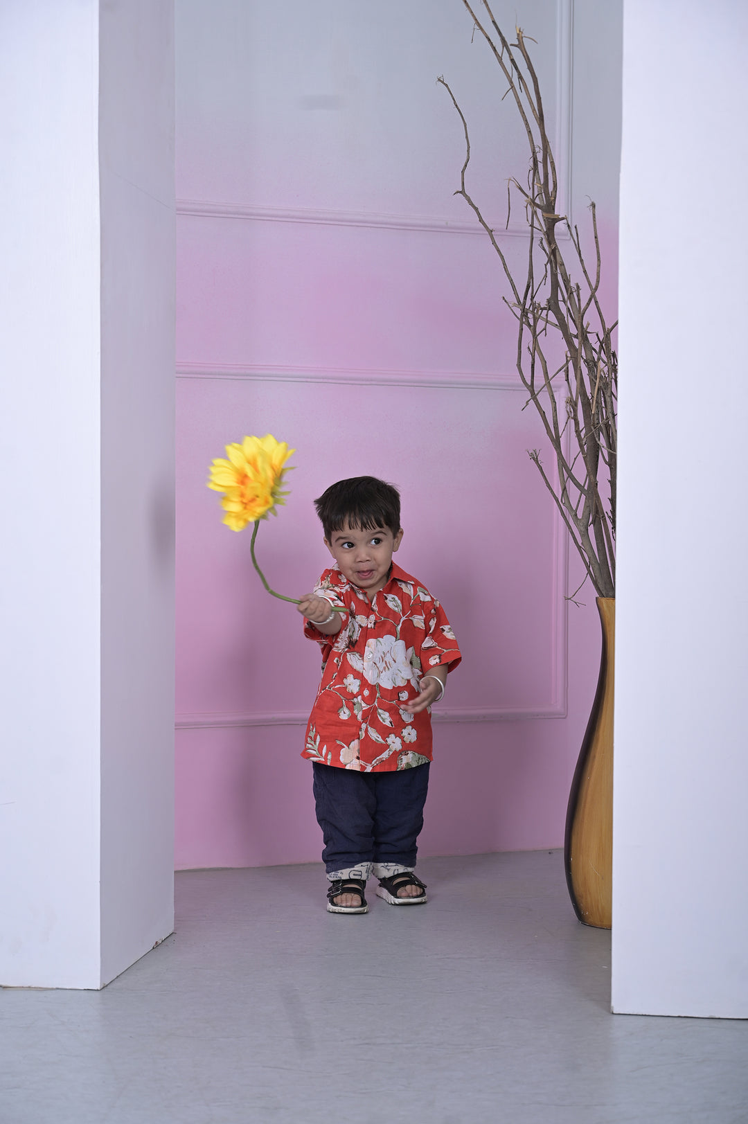 Tropical Orange Palm Boy Shirt