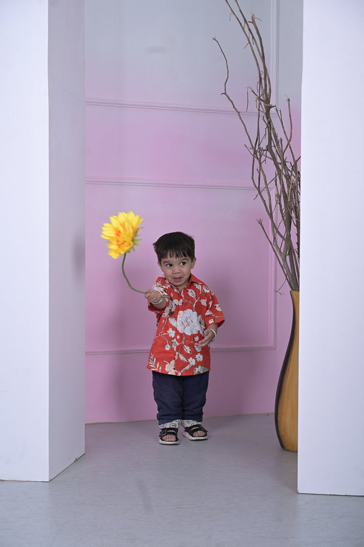 Tropical Orange Palm Boy Shirt