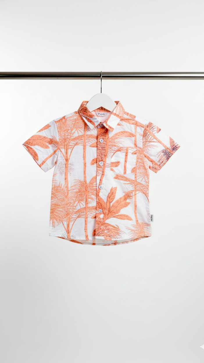 Sunset Coral Leaf Boy Shirt