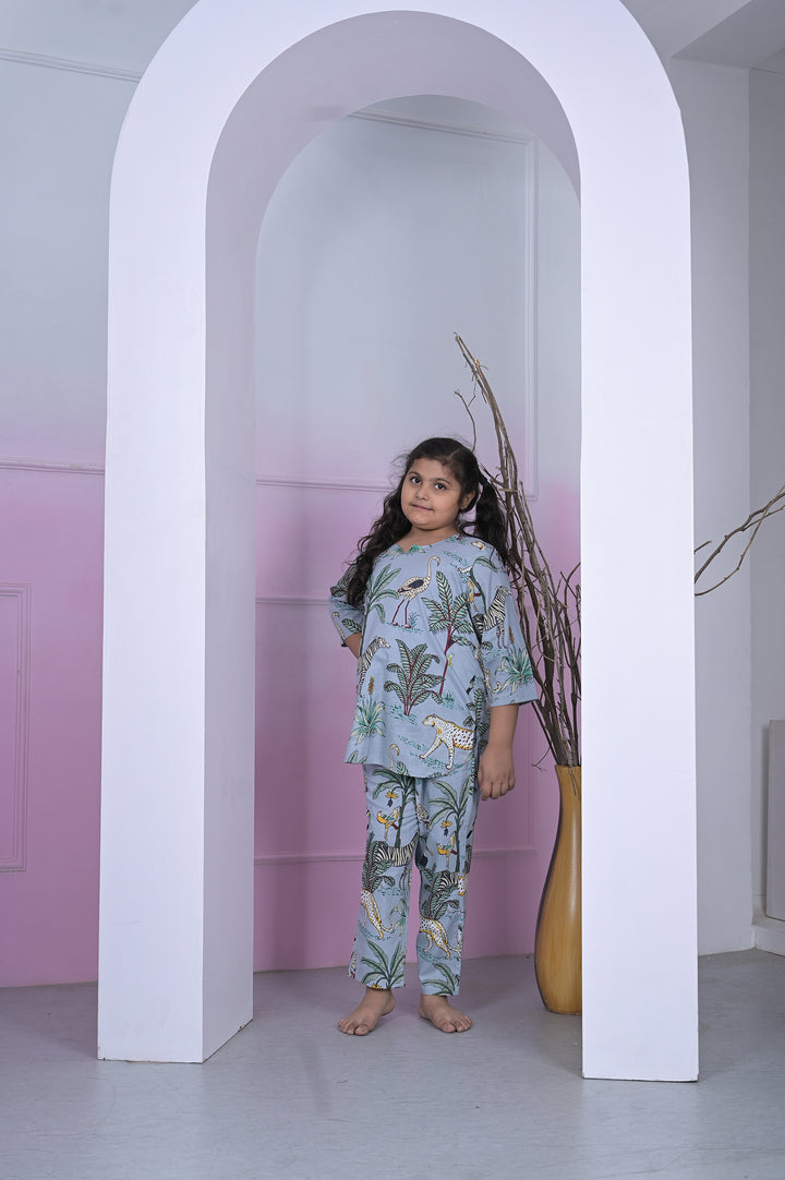 Girls Coord Set – Sky Blue Chikankari Breeze
