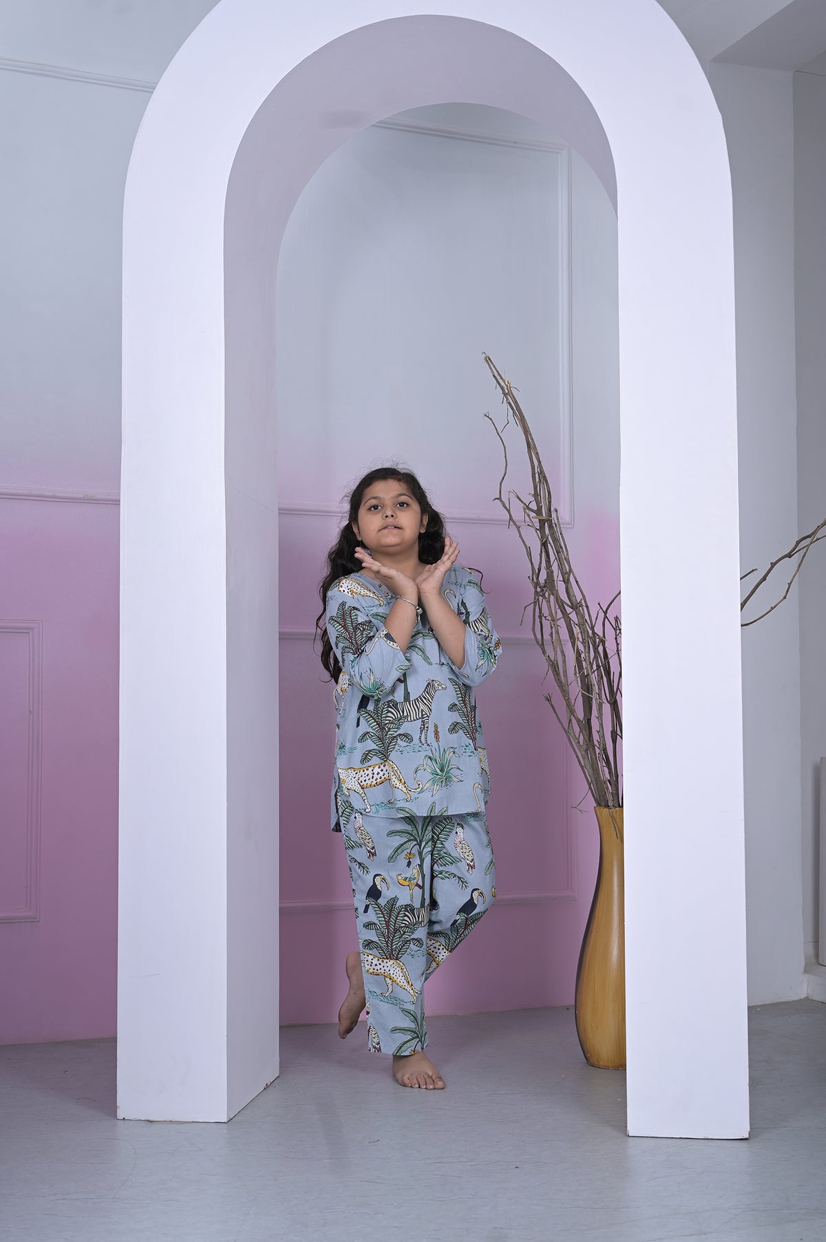 Girls Coord Set – Sky Blue Chikankari Breeze