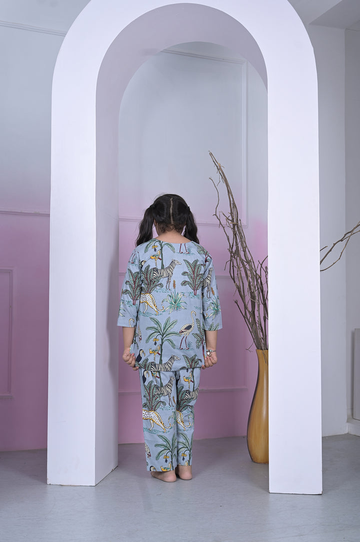 Girls Coord Set – Sky Blue Chikankari Breeze