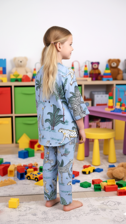 Girls Coord Set – Sky Blue Chikankari Breeze