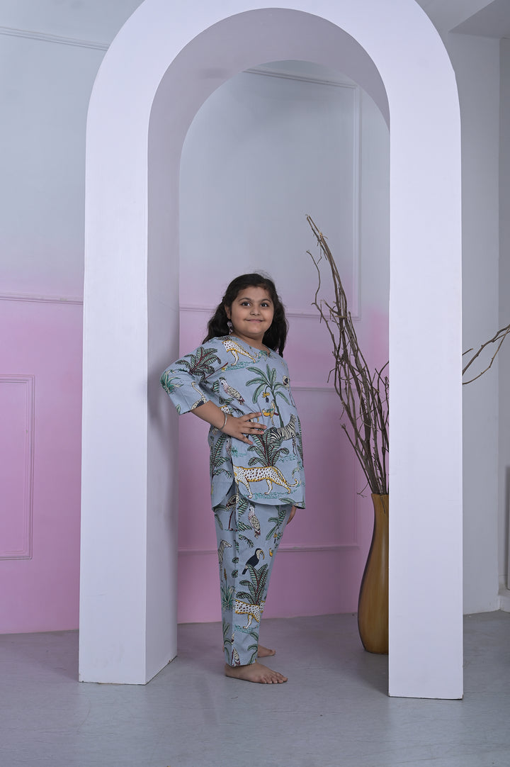 Girls Coord Set – Sky Blue Chikankari Breeze