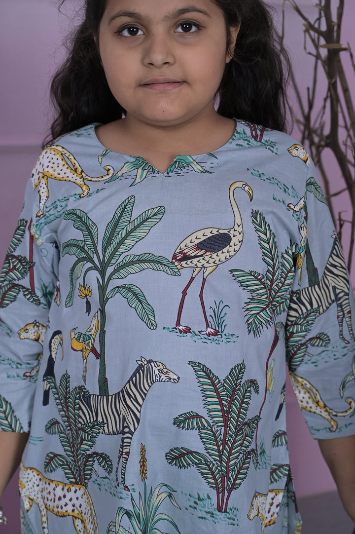 Girls Coord Set – Sky Blue Chikankari Breeze