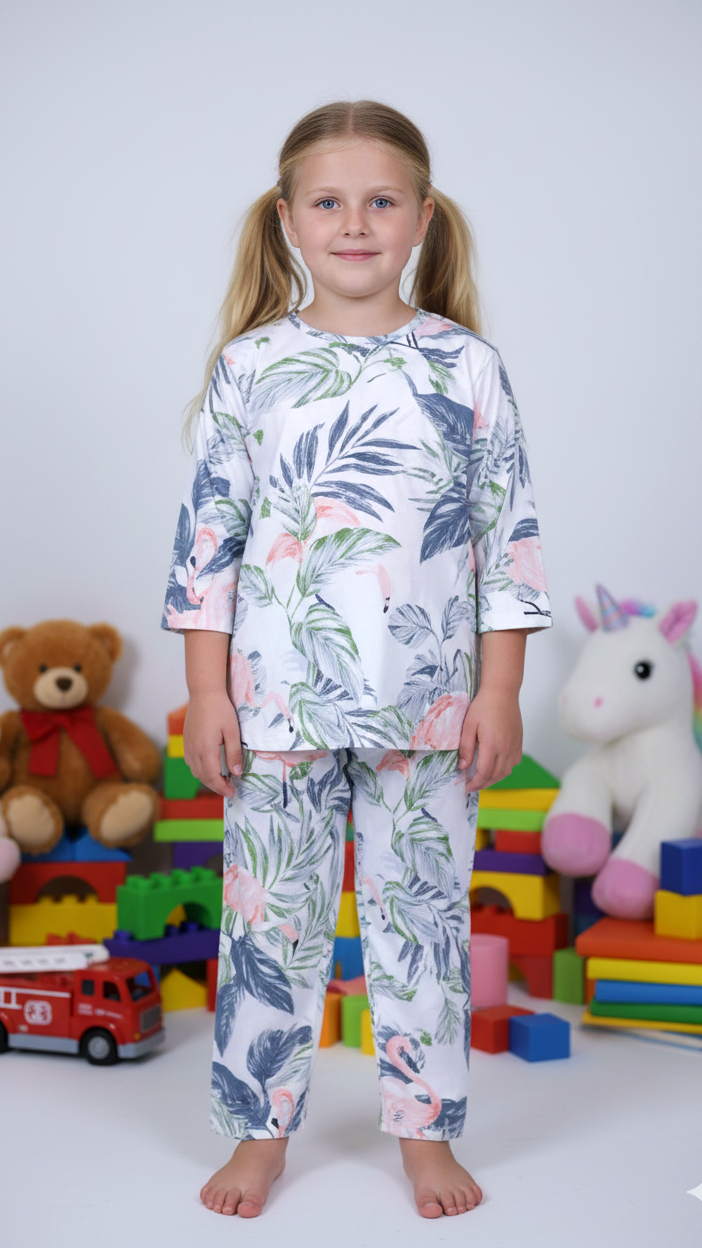 Girls Coord Set – Powder Blue Floral Dreams
