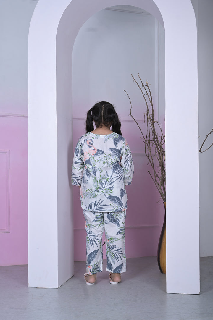 Girls Coord Set – Powder Blue Floral Dreams
