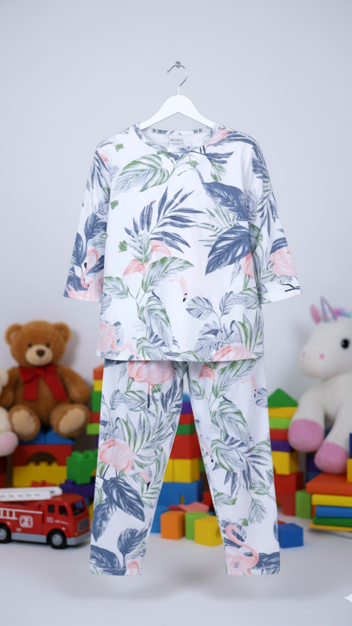 Girls Coord Set – Powder Blue Floral Dreams