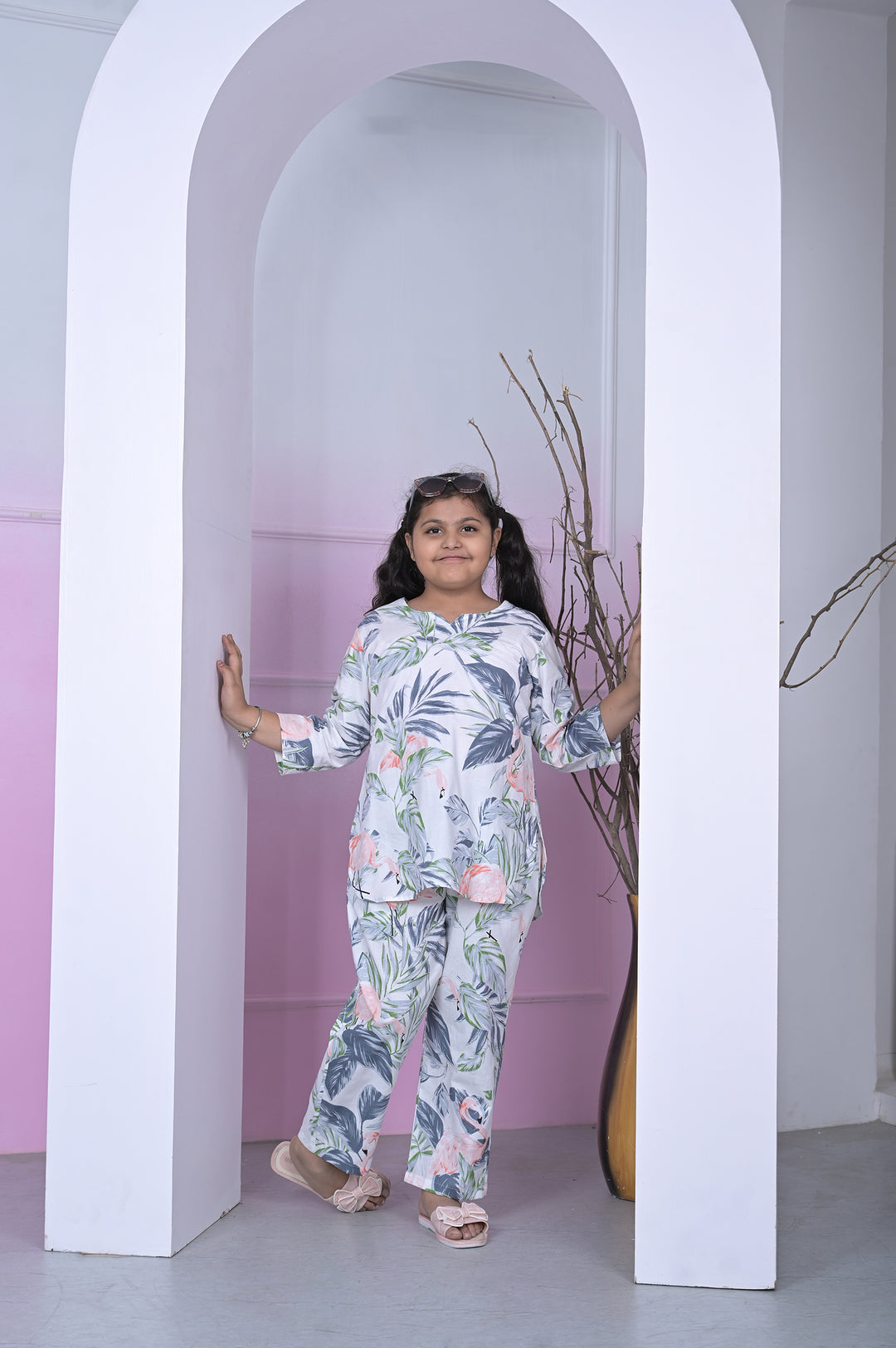 Girls Coord Set – Powder Blue Floral Dreams