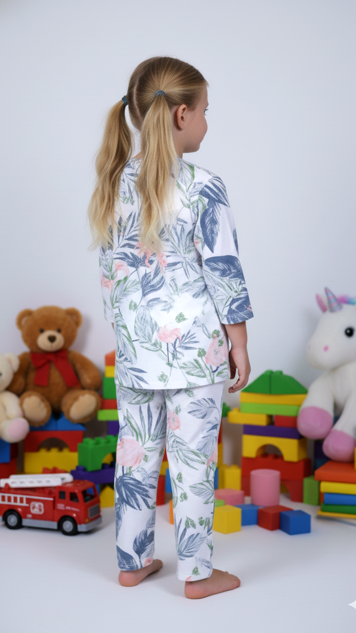 Girls Coord Set – Powder Blue Floral Dreams