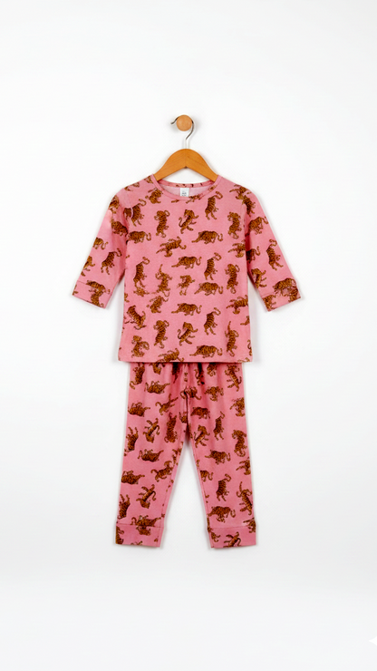 Girls Tiger Pink Printed Coord Set