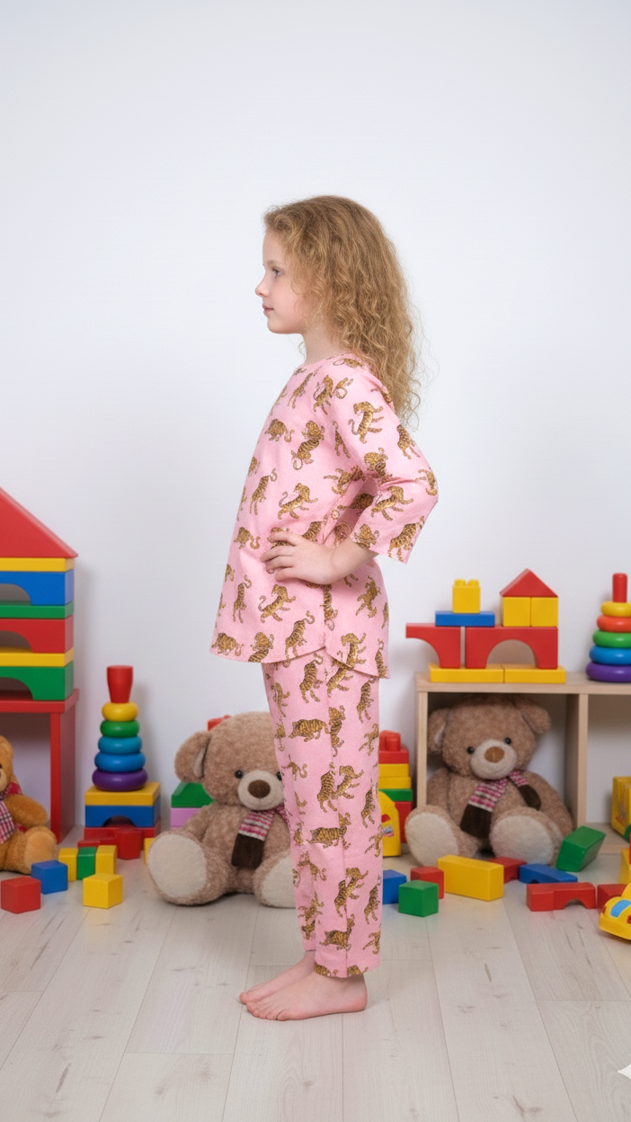Girls Tiger Pink Printed Coord Set
