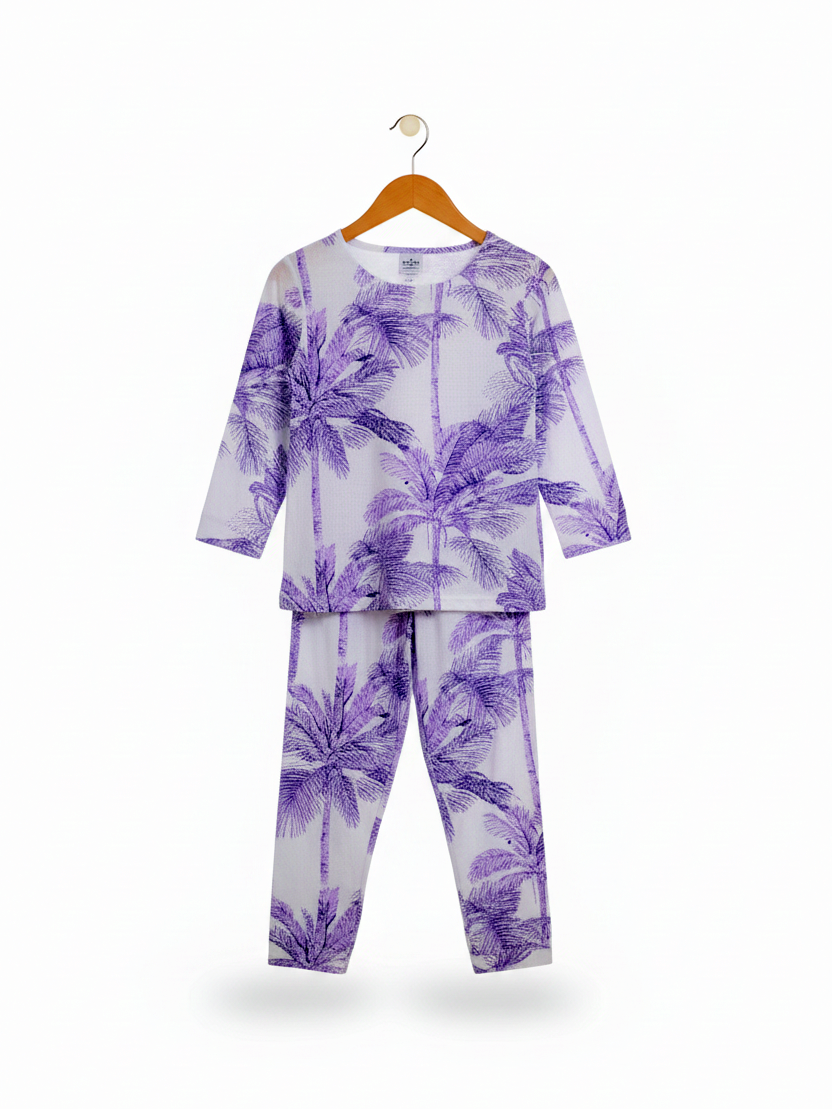 Lavender Palm Leaf Girls Cord Set