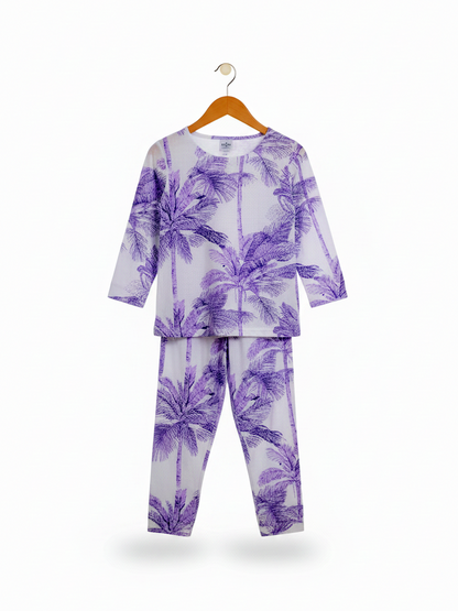 Lavender Palm Leaf Girls Cord Set